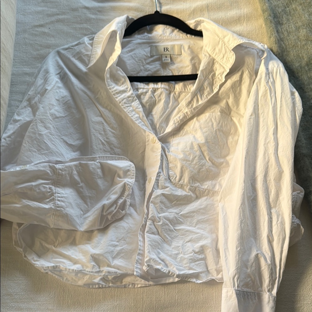 Banana Republic Cotton Poplin Cropped Button Up